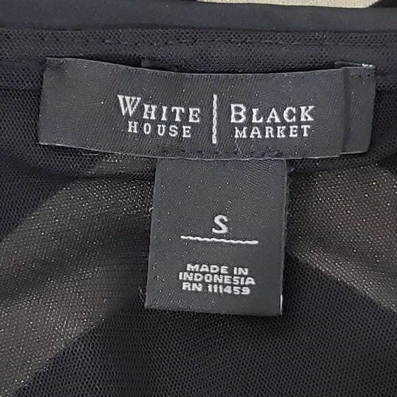 White House Black Market Black & Gold Striped V-Neck Blouse Women's Size Small - Picture 3 of 3